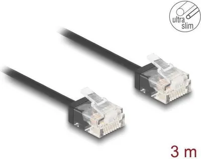 Image de Câble réseau RJ45 Cat.6 UTP Ultra Slim 3 m noir connecteurs courts