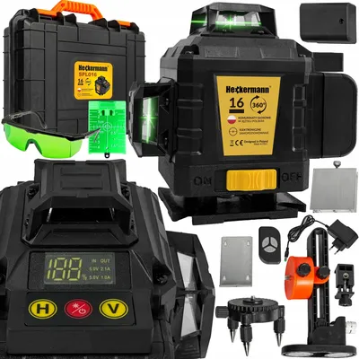 Produktbild von 360 Laserwasserwaage Heckermann 4D Selbstnivellierend IP54 mit LCD + Brille