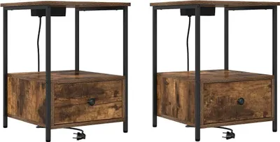 Zdjęcie produktu dla Szafka Nocna z szufladą 2 pcs Dąb wędzony 42 x 41 x 56 cm