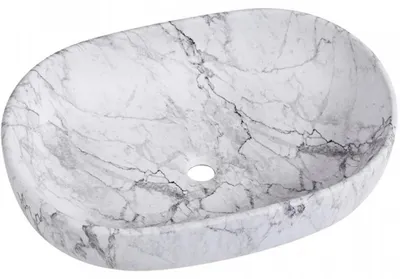 Immagine prodotto di CERANO - Lavabo in Vetroceramica Deno - da appoggio - effetto marmo - 59x41 cm