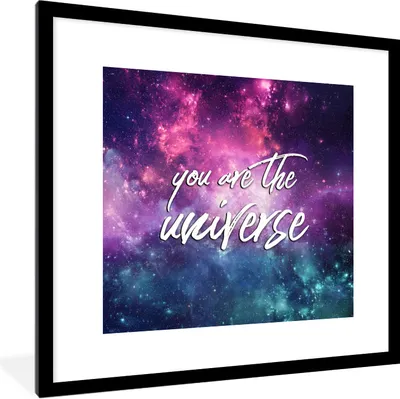 Produktbild von MuchoWow® Gerahmtes Poster Sprichwörter - 'Du bist das Universum' - Zitate - Raum - Jungen - Mädchen - Kinder 40x40 cm - Poster mit Schwarzem Bilderrahmen Wandposter Rahmen Foto Bilder - Poster - Plakat im Rahmen