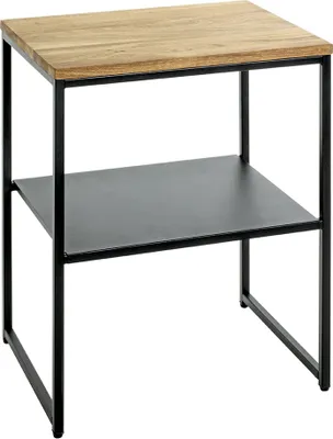 Produktbild von Beistelltisch >37337< in eiche, schwarz, Massivholz, Metall - 45x60x35cm (BxHxT)