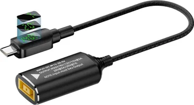 Immagine prodotto di INF Adattatore 140W DC a USB-C: Lenovo Square Tip Femmina a Type-C Maschio con Display Digitale