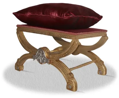 Zdjęcie produktu dla Casa Padrino Stołek Barokowy Złoty Srebrny Bordeaux Czerwony 60 x 40 x wys. 50 cm