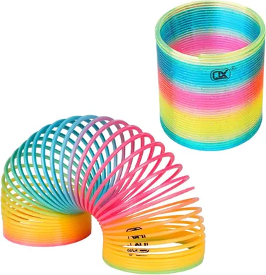 Productafbeelding van Regenboog-veerspeelgoed - Set van 2 - Grote veelkleurige veerringen - Klassiek toverspeelgoed - Nieuwe puzzel - Pasen