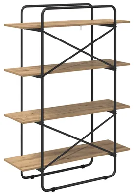 Image de Étagère bibliothèque, 4 niveaux, 100 x 35 x 140 cm, en bois stratifié imitation chêne artisanal