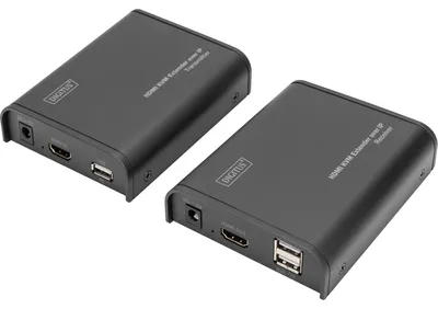 Zdjęcie produktu dla Digitus Przedłużacz HDMI KVM IP, Nadajnik i odbiornik, Przewodowa, 80 m, Cat5, Cat5e, Cat6, 1920 x 1080 px, Czarny