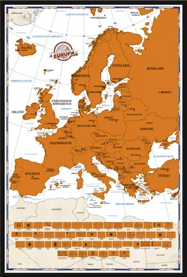 Image de Cartes à gratter - Cartes géographiques - Carte politique de l'Europe + cadre interchangeable, Shinsuke® Maxi en plastique noir, vitre en acrylique