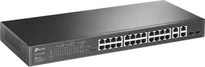 Produktbild von TP-Link Omada 24-Port 10/100Mbps + 4-Port Gigabit Smart Switch with 24-Port PoE+, Managed, L2, Fast Ethernet (10/100), Power over Ethernet (PoE), Rack-Einbau, 1U
