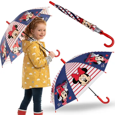 Produktbild von Minnie Mouse Kinderregenschirm für Mädchen, zusammenklappbar, Automatik-Schirm