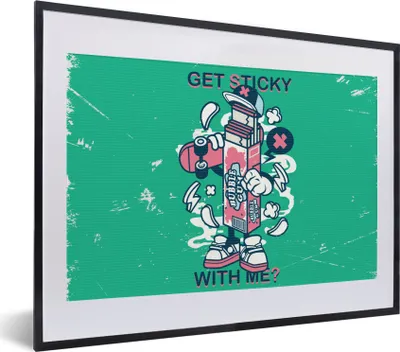 Produktbild von MuchoWow® MuchoWow® Gerahmtes Poster Jahrgang - Kaugummi - Skateboard 40x30 cm - Poster mit zchwarzem Bilderrahmen - Bilderrahmen - Poster im Rahmen