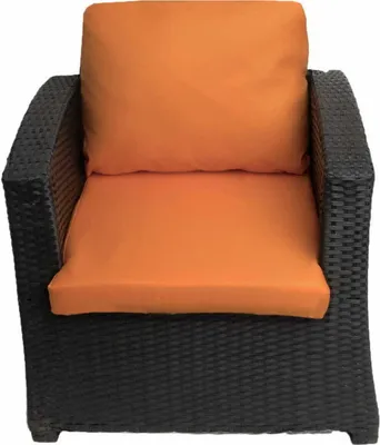 Obrázek produktu pro Polyratanový polštář na křeslo 1ks Oranžový-Sedák 56x52cm+56x50cm|Polštáře na zahradní nábytek, Ratanové polštáře na křesla Polštář na zahradní židle