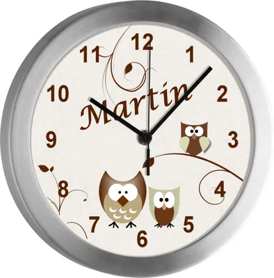 Produktbild von Kinderzimmer Funkwanduhr, Funkuhr Wanduhr Kinder, Eule beige 25 cm
