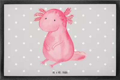 Produktbild von Mr. & Mrs. Panda Bodenvorleger Axolotl Niedlich 60 x 90 cm - Grau Pastell - Geschenk, Lebensweisheit, Zufrieden, Sauberlaufmatte, Eingangsmatte, bodenmatte, Türvorleger