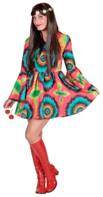 Produktbild von Batikkleid Hippie - Karneval Faschingskostüm Damen Größe: L