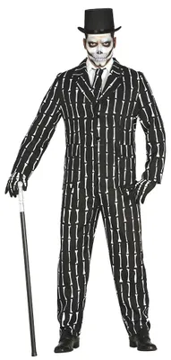 Produktbild von Knochen-Anzug Halloweenkostüm schwarz-weiss