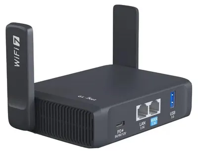 Produktbild von Mobiler Reiserouter - GL-BE3600 - Wi-Fi 7 - Dualband - 2,5-Gbit/s-Ethernet - VPN-Router - 3600 Mbit/s - Klappantennen