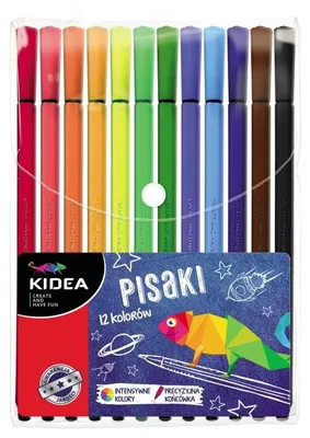 Obrázok produktu pre Derform Pisaki Kidea 12 kolorów, etui i kolorowanka