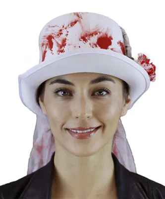 Produktbild von Schauriger Braut Zylinder mit Knochenhand und Schleier als Kostümzubehör