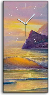 Produktbild von Leinwand Uhr Küche Wohnzimmer Bild Kunstdruck 30x60 Gemälde Küste Ozean Wellen - weiße Hände
