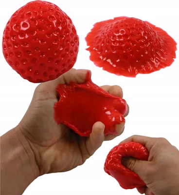 Produktbild von Anti-Stress Erdbeere Slime Spielzeug - Klebriger Squishy Ball zum Kneten - Rot & Rosa