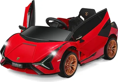 Produktbild von COSTWAY 12V Lamborghini Kinder Elektroauto mit 2,4G-Fernbedienung, Kinderauto 3-5km/h mit MP3, Radio, Musik und LED-Scheinwerfer, für Kinder von 3-8 Jahren (Rot)