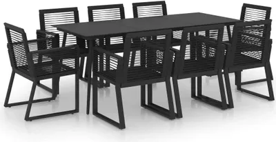 Obrázok produktu pre vidaXL 9-dielny záhradný jedálenský set PVC ratan čierny