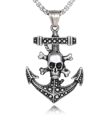 Produktbild von Herren Edelstahl Halskette mit Piratenanker