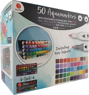 Produktbild von DécoTime 50er Aquamarker/Tintenmarker/Aquarellstifte,Twin Marker, Fein Brush Box
