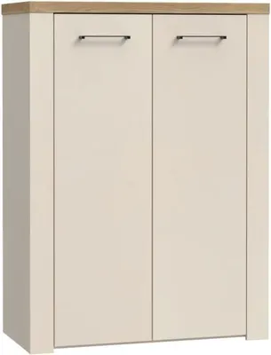 Image de Armoire à chaussures - NELLEKE - Sable / bois - 2 portes - 20 paires - 86,3 x 41,3 x 118,3 cm