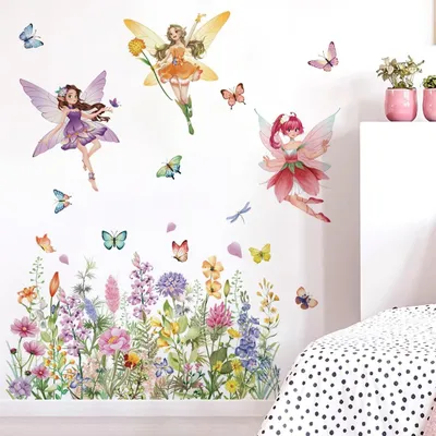 Immagine prodotto di Adesivi da parete fiori - Decorazione parete camera da letto - Adesivi da parete ragazza - Adesivi da parete farfalla - Vinile rimovibile - Adesivi decorativi - Decorazione parete