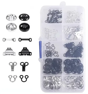 100 Haken & Ösen, 12 mm, Messing, Schwarz/Silber