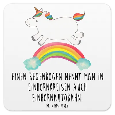Produktbild von Mr. & Mrs. Panda Untersetzer für Gläser Einhorn Regenbogen 6er Set - Weiß - Geschenk, Glas-Untersetzer, Unicorn, Tischuntersetzer, Erwachsenwerden, Coaster, Einhornpower