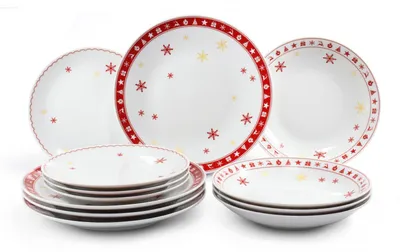Produktbild von Leander Weihnachtsporzellan, Tellerset, Tschechisches Porzellan, Leander, 12 d.