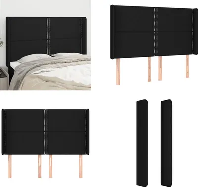 Produktbild von vidaXL Kopfteil mit Ohren Schwarz 147x16x118/128 cm Stoff - Kopfteil - Kopfteile - Bett-Kopfteil - Bettkopfteil