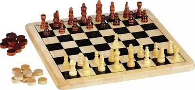 Produktbild von Chad Valley Schach- und Dammspiel aus Holz – Klassisches Brettspiel für 2 oder mehr Spieler, 29 cm x 29,5 cm x 4 cm