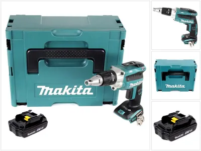 Zdjęcie produktu dla Makita DFS250Y1J, Czarny, Niebieski, 2500 RPM, 6 mm, Bateria, 18 V, 1,5 Ah