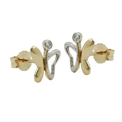 Produktbild von Ohrstecker Ohrring 8x7mm Schmetterling bicolor glänzend 9Kt GOLD gold 8x7,5mm