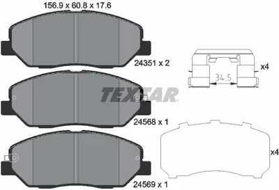 Obrázok produktu pre Predné brzdové doštičky Textar pre Hyundai Santa Fe Kia Sorento II Ssangyong Korando