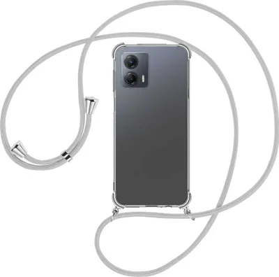 Produktbild von Handykette Backcover-Schutzhülle mit Band (Metall silberfarben) für Motorola Moto G53 5G (6.5'') - silbergrau