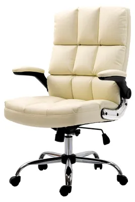 Produktbild von Bürostuhl HWC-J21, Chefsessel Drehstuhl Schreibtischstuhl, höhenverstellbar - Kunstleder Creme