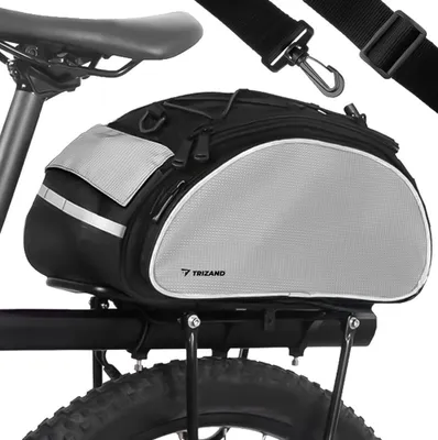 Produktbild von Fahrradtasche für Gepäckträger 13 L Klett-Befestigung Schultergurt Tragegriff Reflektoren Wasserabweisend für Fahrrad Rennrad E-Bike Motorrad Schwarz-Grau 14096
