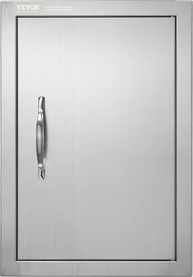 Immagine prodotto di VEVOR porta di accesso al barbecue, 355 x 508 mm, porta singola per cucina esterna, porta da incasso in acciaio inox, porta verticale a parete con maniglia, per isola barbecue, stazione barbecue, mobile esterno