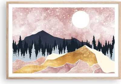 Produktbild von Gerahmtes Poster - Rahmen in heller Eiche - Grafik Modern Landschaft - 91,5x61 cm - Wand Bild - Wanddeko - Wandbilder - Kunstposter - Wandposter - Bilderrahmen - Bilder - Kunstdruck - P2NAA91x61-4832