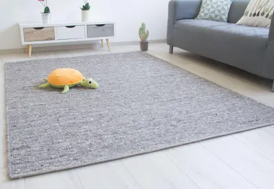 Produktbild von Steffensmeier Handwebteppich Laufenburg | Wolle (Schurwolle), Grau, handgewebt, Größe: 170x230 cm Wohnzimmer und Schlafzimmer