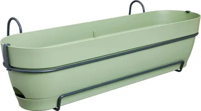 Produktbild von elho® Vibia campana Pflanzkasten Pistaziengrün 70 cm mit Halter allin1 - Kunststoff