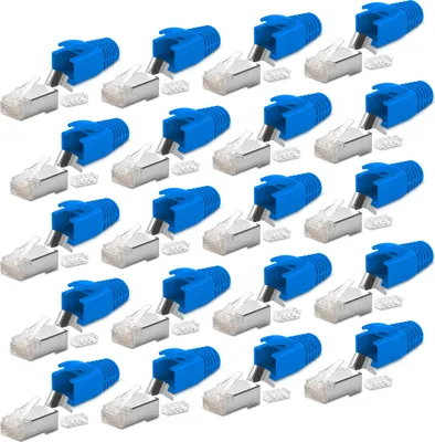 Produktbild von 20x Netzwerk Stecker CAT 7 CAT 6A 5 RJ45 LAN Netzwerkstecker vergoldete Kontakte