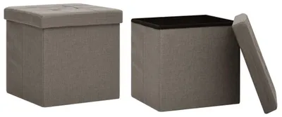 Productafbeelding van Set van 2 Opvouwbare Opbergkrukken Taupe
