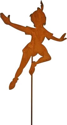 Produktbild von Gartenstecker wie Tinkerbell Metall Rost Gartendeko Edelrost rostiger Beetstecker 60cm (Peter Pan 60cm)