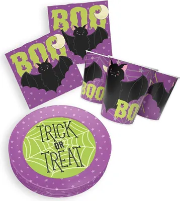 Produktbild von Halloween Skelett 3-tlg Set mit Papptellern, Pappbechern und Servietten